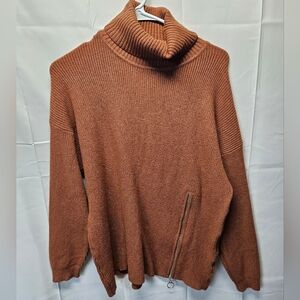 Patrizia Luca Milano Rust Brown Turtleneck Side Zip Sweater NWOT, SZ L-XL